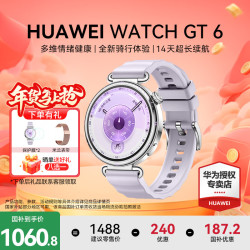 华为 WATCH GT 6智能手表玄玑感知血氧心率体温呼吸监测蓝牙通话防水健 41mm 流光紫