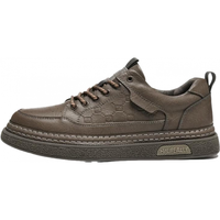 海澜之家（HLA）休闲板鞋男时尚百搭男鞋压纹印花通勤鞋子 棕色