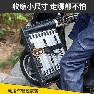 比力梯子加厚铝合金多功能一字型伸缩梯竹节梯家用梯工程梯升降直梯 德标加强版 5.3米