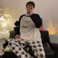 睡衣男款春秋季纯棉长袖休闲简约高级感套装宽松大码男士家居服