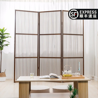 竹庭移动折叠屏风卧室遮挡家用客厅新中式实木办公室屏风隔断折屏玄关 明净胡桃色折叠屏风（三屏折叠款）