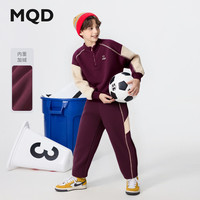 马骑顿 男童25冬新款学院风运动撞色立领两件套 暗红 130