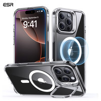 亿色 适用Magsafe磁吸充电防摔防刮 镜头支架磁吸壳+钢化膜 苹果16Pro