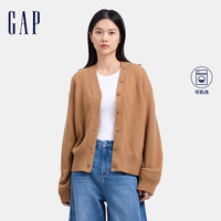 Gap 女装2024秋季纯羊毛V领针织衫经典简约气质百搭开衫638266 卡其色 165/84A(M) 亚洲尺码