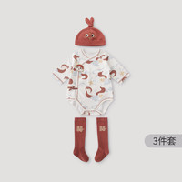 巴厘小猪 蛇宝宝衣服满月百天春秋国风连体衣四季新生婴儿包屁衣 画蛇添福  52cm