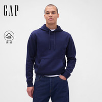 Gap 男女装2025秋季Logo刺绣抓绒宽松连帽衫卫衣美版795625 海军蓝 XS 美码 S亚洲码175/88A
