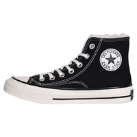 战澈秋冬高帮加绒帆布鞋男港风情侣透气帆布鞋青年保暖板百搭加绒布鞋