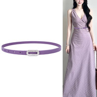 紫心竹新款女士真皮皮带女时尚百搭连衣裙子配衬衫镶钻细腰带女粉色蓝色