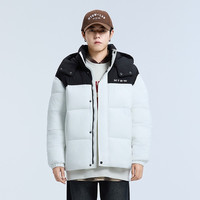 美特斯邦威 棉服男2025冬季新款潮流休闲拼色保暖连帽棉衣外套男