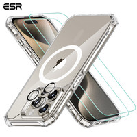 亿色 适用Magsafe磁吸充电防摔防刮 四角防摔磁吸壳+钢化膜 苹果15ProMax