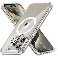 亿色【无铅认证】适用iphone16promax手机壳苹果15promax保护壳16/15系列Magsafe磁吸充电防摔防刮 【剔透白】四角防摔磁吸壳+钢化膜 苹果15ProMax