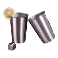 拜杰304不锈钢啤酒杯防摔果汁杯冷饮杯饮料烤肉店用500ML单个装