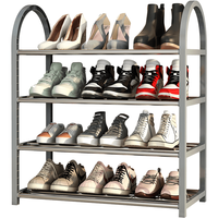 乐爱家 多层鞋架门口简易收纳架宿舍客厅加固加宽钢管鞋架子 四层（加宽加固）