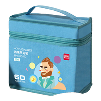 【超级】得力(deli)60色丙烯马克笔水彩笔易握圆杆儿童涂色手绘荧光记号笔画笔亲子毕业季袋装HM330-60