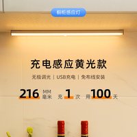 以典人体感应灯条灯带无线自粘充电橱柜灯led柜底灯厨房衣柜酒柜长条 200mm【感应常亮调光】+暖光