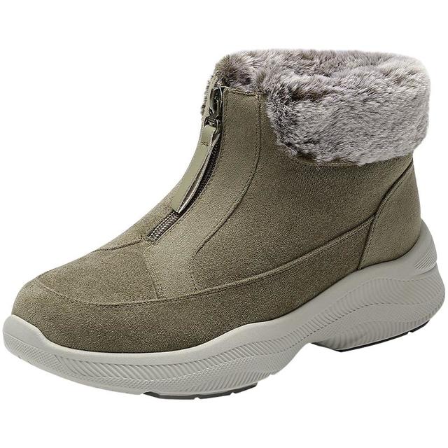 足力健 女鞋保暖棉鞋加绒冬季鞋舒适轻便厚底雪地靴棉靴子