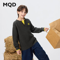 马骑顿MQD男童25冬新款学院街潮撞色领口半开襟针织衫儿童毛衣