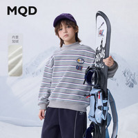 马骑顿（MQD）MQD男大童冬季潮酷休闲学院风条纹半高领加绒卫衣 彩条 1
