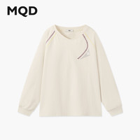 马骑顿MQD男童25秋学院风运动撞色压线设计休闲卫衣宽松 本白 150