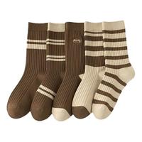 女士美拉德袜子秋冬中筒袜堆堆袜撞色春秋ins日系条纹袜防滑