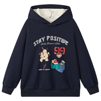 马骑顿【加绒】MQD男童25冬新款学院风卡通趣味连帽卫衣 藏青 1