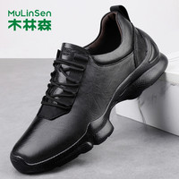 木林森 男士商务休闲鞋 真皮加绒户外减震耐磨