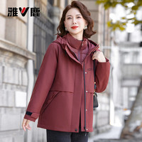 雅鹿 中老年妈妈 羽绒冲锋衣 三合一可拆卸防风保暖外套