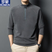 罗蒙 男士长袖T恤 双面绒半高领拉链打底衫