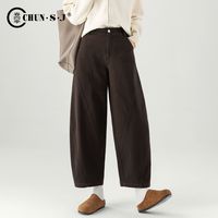 版型超好看的裤子棕色阔腿牛仔裤女2025秋冬小个子加绒弯刀裤