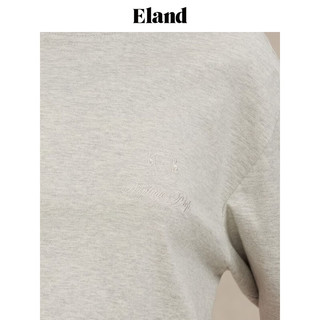 ELAND衣恋【100%棉】T恤女圆领垂感舒适宽松长袖上衣2025秋季 浅灰色(16)L/Grey L 170