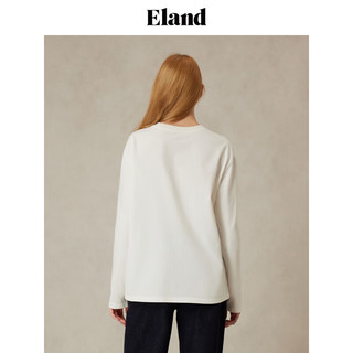 ELAND衣恋【100%棉】T恤女圆领垂感舒适宽松长袖上衣2025秋季 浅灰色(16)L/Grey L 170