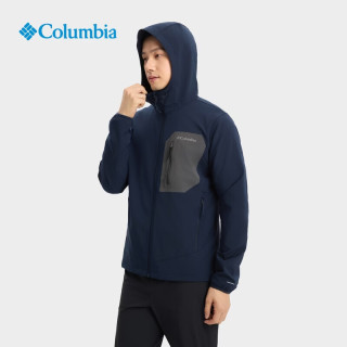 Columbia 户外26春夏新品男拒水防风云感软壳衣徒步外套WE3966 464 远山蓝拼城市灰
