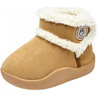 ABC KIDS童鞋时尚宝宝简约加绒棉鞋2026冬季儿童纯色保暖休闲鞋 浅棕 21 内长约13.8cm