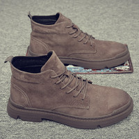 网红 男士真皮马丁靴 秋冬季中帮战狼英伦风工装短靴