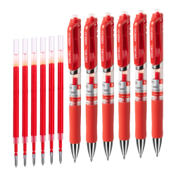 得力 中性笔  红色/0.5mm 12支