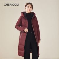 千仞岗女士羽绒服中长连帽显瘦简约百搭纯色外套Y278157Y