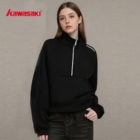 KAWASAKI 套头卫衣加绒保暖休闲运动秋冬显瘦百搭口袋半高领