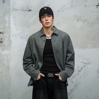 百亿补贴：鹿家门 2026春季新款宽松运动长袖衬衫男大码健身上衣内搭轻薄外套