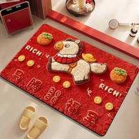 1 新年马年地垫毛绒感入户门垫进耐脏好打理厕所脚垫可裁剪地毯吸水 马腾福至-入户门地垫 40m*60cm 1件数
