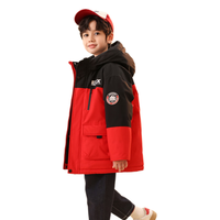 雪中飞秋冬新款雪山袖标印章大工装口袋中性童装连帽羽绒服男童女童  150 72