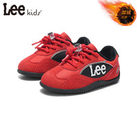 LEE KIDS 童鞋 秋冬季加绒儿童防滑运动鞋  红色
