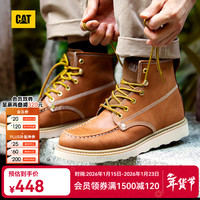 CAT 男士高帮工装靴 P724976 棕黄 40