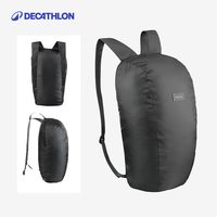 迪卡侬双肩包背包女书包男徒步小背包旅行包轻便户外小包ODAB 石墨黑-10L-便携收纳软包