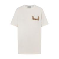 MO&Co.短袖T恤春全手工络花钻饰棉质圆领宽松MBE1TEEK03 芦笋白色 XS /155
