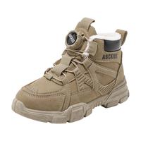 ABC KIDS儿童运动鞋2025冬季新款加绒保暖男女童休闲高帮靴子 卡其色 3