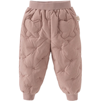 戴维贝拉(DAVE&BELLA)童裤宝宝长裤儿童羽绒裤女童束脚裤冬装小童休闲裤女宝裤子 灰粉色 120cm(身高110-120cm)