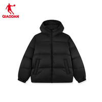 乔丹 保暖连帽运动羽绒服男外套 黑色 M
