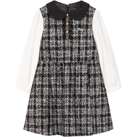 哈吉斯 品牌童装女童连衣裙冬干练翻领小香风长袖裙 格 165