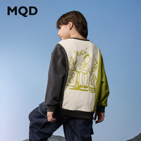 马骑顿 男童25秋新户外不对称撞色拼接宽松落肩圆领卫衣露营登山跑步 米白 160