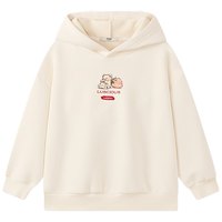 马骑顿MQD女童25冬新款街潮学院风卡通甜酷加绒连帽卫衣跑步休闲 米白 1